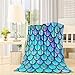 Flannel Fleece Bed Blanket 40 x 50 inch Geometric Throw Blanket Lightweight Cozy Plush Blanket for Bedroom Living Rooms Sofa Couch - Fish Scale Mermaid