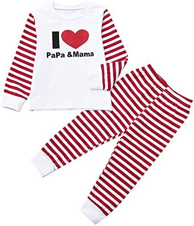 Longra Infant Kids Baby Cute Boy Girl Letter Long Sleeve T Shirt Tops+Striped Pants 2PCS Clothes Outfits Set