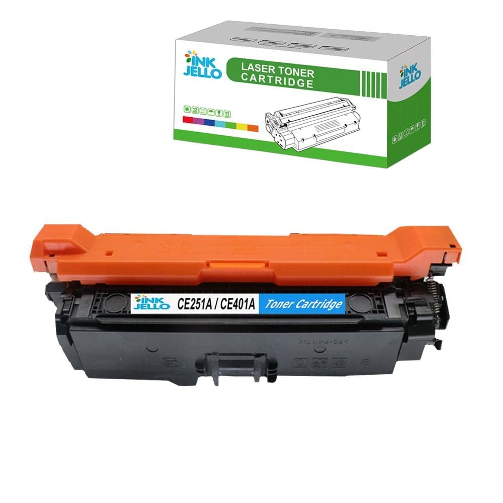 InkJello Toner Cartridge For Printer, Compatibile with HP Colour LaserJet CM3530 CM3530fs CP3520 CP3525 CP3525dn CP3525n CP3525x CE251A (Cyan, 1-Pack)