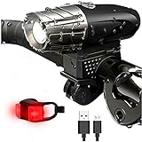 LanLan Bike Light - USB Rechargeable - Powerful Bicycle Headlight & Tail Light Set - Waterproof & Easy Installation for Safe Cycling at Night