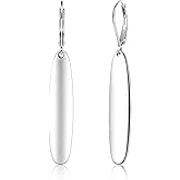 925 Sterling Silver Dangle Earrings Hypoallergenic Leverback 14K Gold Plated Dangle Oval Earrings for Women, ALEXCRAFT Silver Geometric Earring Drop Dangling Dangly Earings