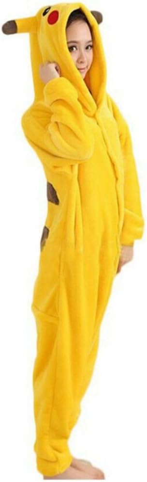 Winter Pikachu Pajamas Cosplay Costume Footed Sleepwear For Women Men Size S
