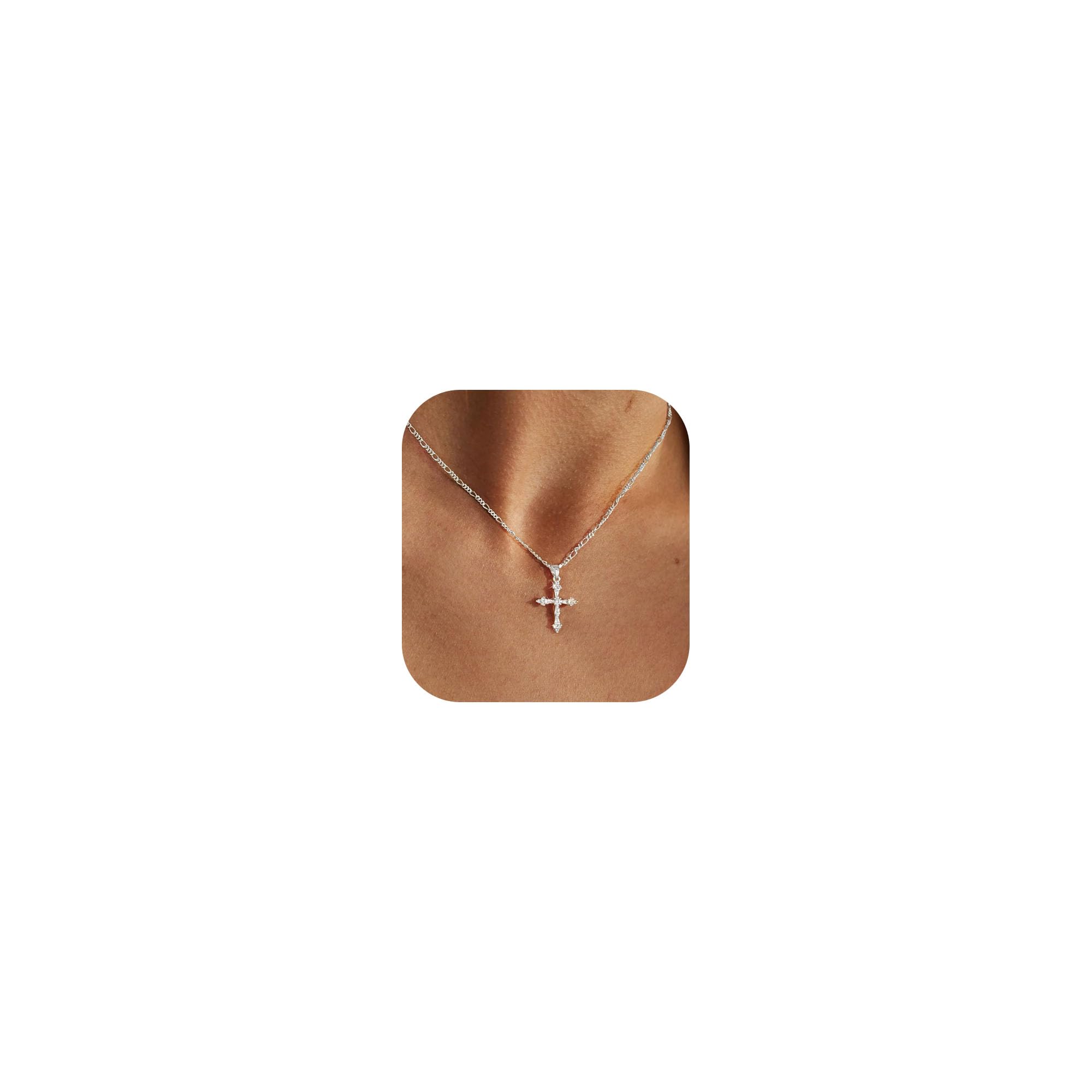 Silver Cross Necklaces for Women, Dainty Charm