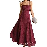 RIHOAS Women's Maxi Dresses Wedding Guest Dress A-Line Long Square Neck Backless Sling for Beach Wedding Party