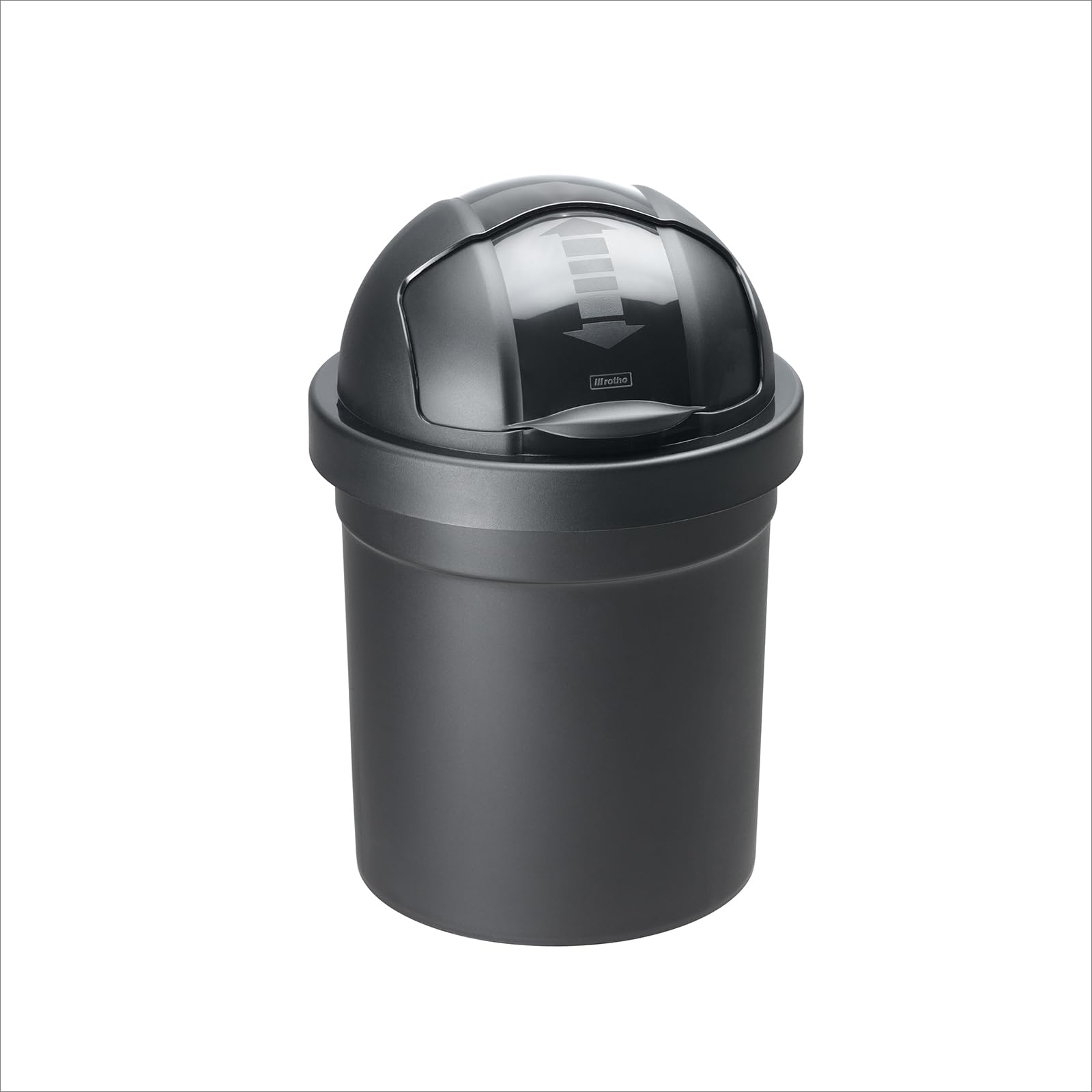 Rotho, Roll Bob, round waste bin 10 l with lid, Plastic (PP) BPA-free, black, 10l (26,5 x 26,5 x 39,5 cm)