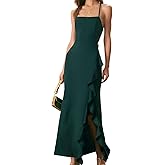 RIHOAS Square Neck Backless Wedding Guest Dress for Women Spaghetti Strap Trumpet Cocktail Party Maxi Dress
