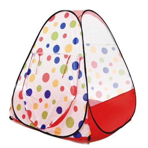 eWonderWorld Jumbo Red Polka Dot Teepee Twist Play Tent w/ Safety Meshing for Child Visibility & Tote Bag - Thumbnail 4
