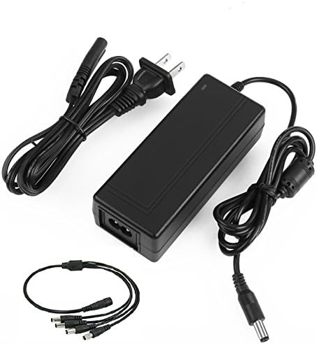 CamVtech USA 12V 3A (3000mA) AC DC Power Supply Adapter + 1 Female to 4 Male Power Splitter Adapter for 4 Camera CCTV Security Surveillance Systems