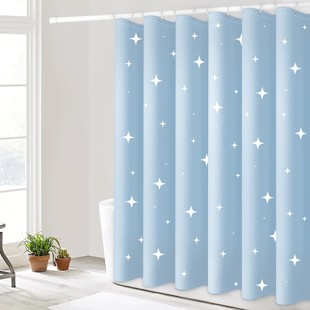 通用 Blue Shower Curtain Extra Long 240/220 Drop Bathroom Curtains with Weighted Hem - 100% Polyester Fabric Wet Room Curtains Mildew Resistant (180 * 180 cm)
