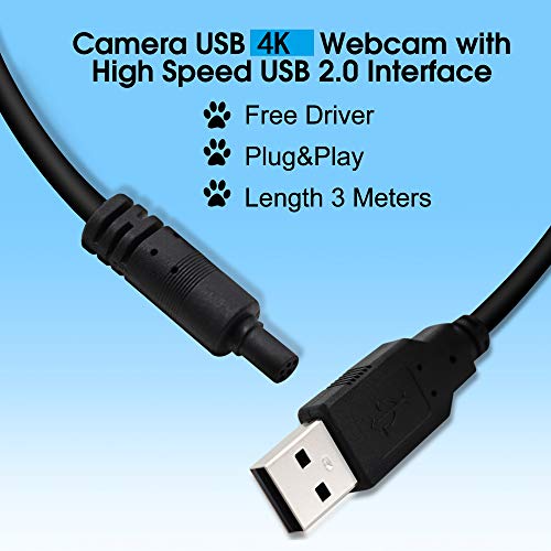 Hotpet 4K USB Webcam with 5-50mm Manual Varifocal LensUSB Camera IMX317 Video Surveillance Webcamera for Machine Vision, 3840x2160@ 30fps USB with Camera for 3D Scanner VR Camera