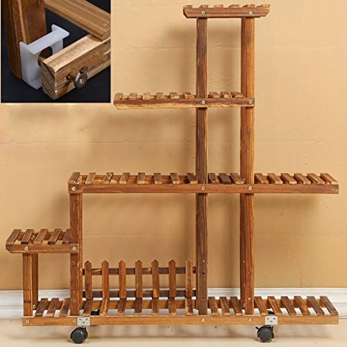 LIZX Natural Wooden Flower Racks Multilayer Balcony Flowerpot Rack Indoor And Outdoor High And Low Bonsai Frame ( Color : B )