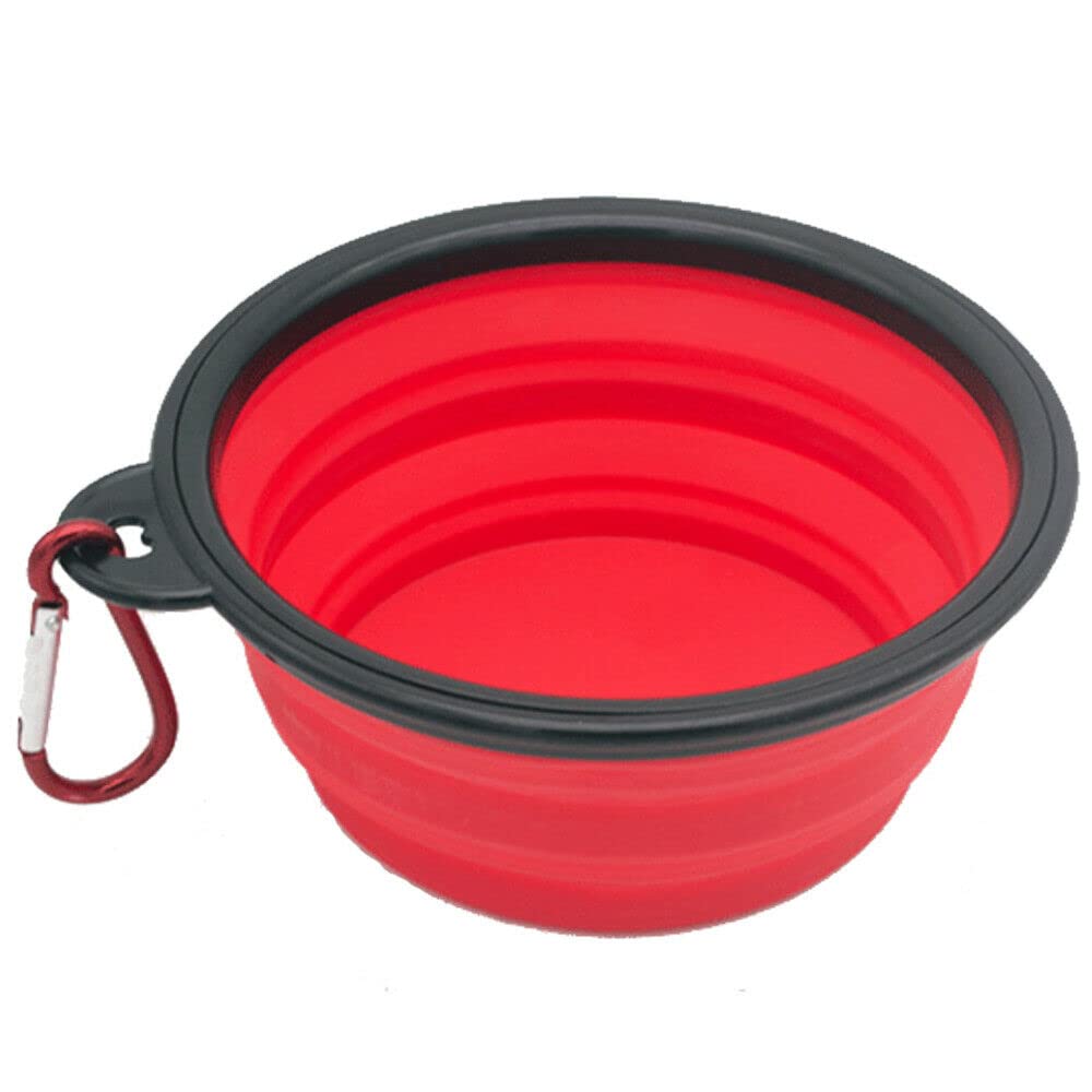 Camping Bowl Collapsible Dish Foldable Travel Portable Pop Up Silicone Hiking Walking Outdoor (Red)