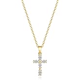 Cross Necklace for Women 14K Gold Plated Cross Necklaces Dainty Gold Birthstone Cross Jewelry for Women
