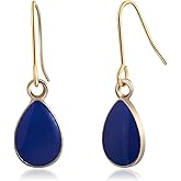 Desnuage 14K Gold Navy Blue Teardrop Drop Dangle Earrings