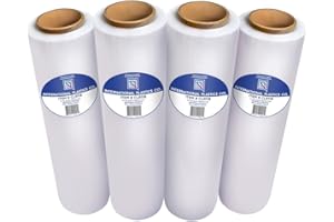International Plastics Co. 80 Gauge 1200ft Plastic Stretch Film/Wrap 500% Stretch Clear Cling Durable Adhering Packing Moving Packaging Heavy Duty Shrink Film (18", 4)