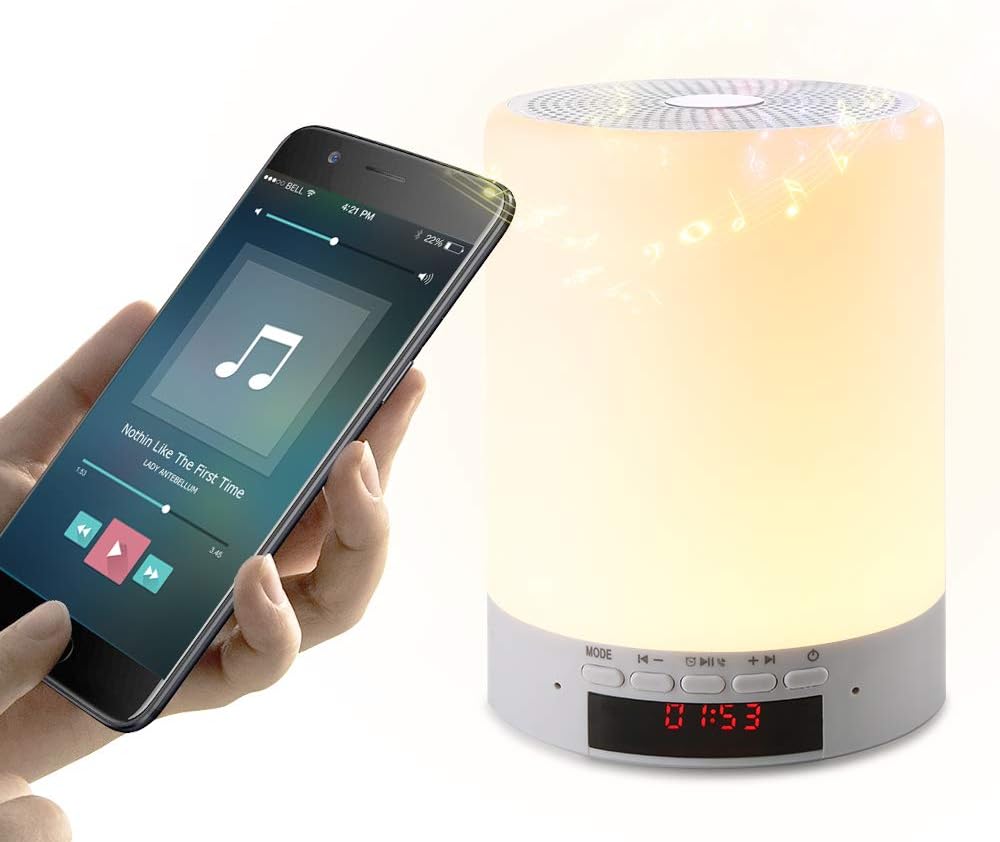 Night Light Bluetooth Speakers, Wake up Light,Touch Control Bedside Lamp Portable Table Lamp Color Speaker Light Music Player,As a Birthday Present.