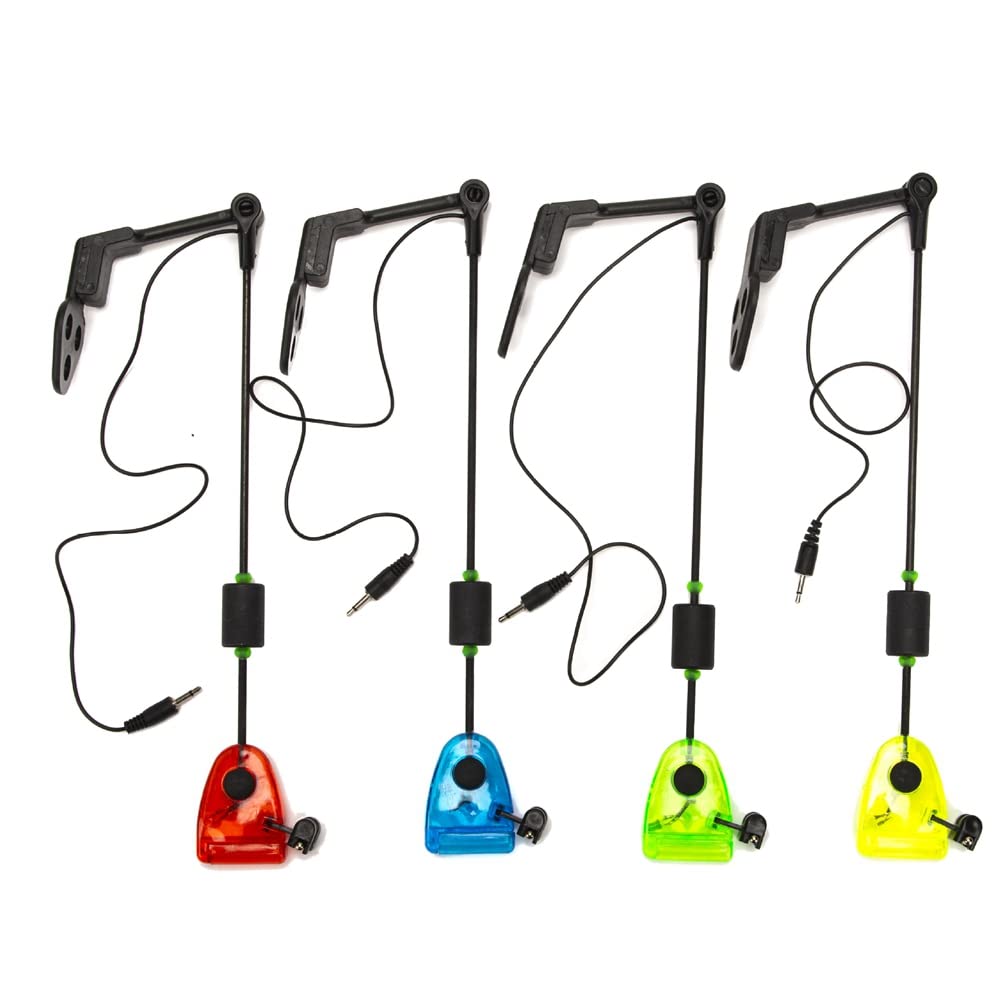 Lobamop 4Pcs Fishing Swingers Set Accessories Kit Fishing Bite Alarm Indicators in Zipped Case LED Illuminated Swinger Carp Fishing