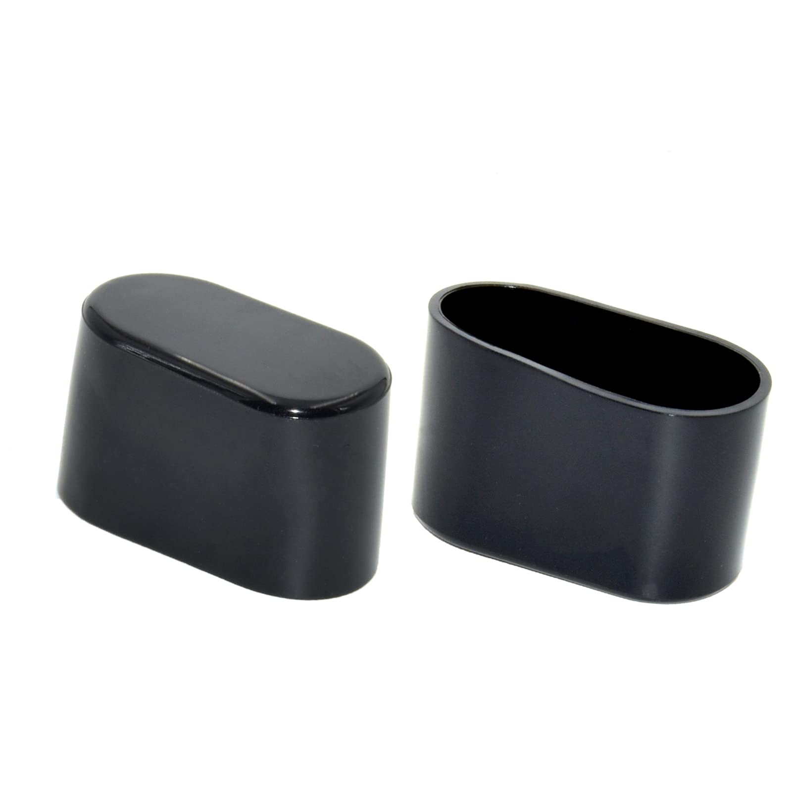 Flyshop Bright Black Anti-scratch PVC Chair Leg Caps Floor Protectors Furniture Oval Table Leg Covers, 16PCS, 20 x 40 mm, 13/16" x 1-9/16"