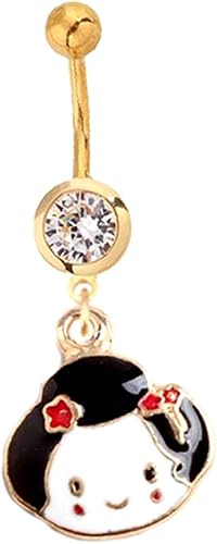 Amazon O 舞子チャーム へそピアス 14g ボディピアス レディース バナナバーベル ゴールド 金色 ジュエル ジルコニア ゆれる 臍用 カーブバーベル 日本 和風 京都 外国人 お土産 ボディピアス 通販