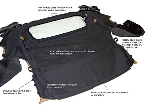 Compatible With TOYOTA MR2 Spyder Spider Convertible Soft Top & Glass Window Twill 2000-2005 (Black)