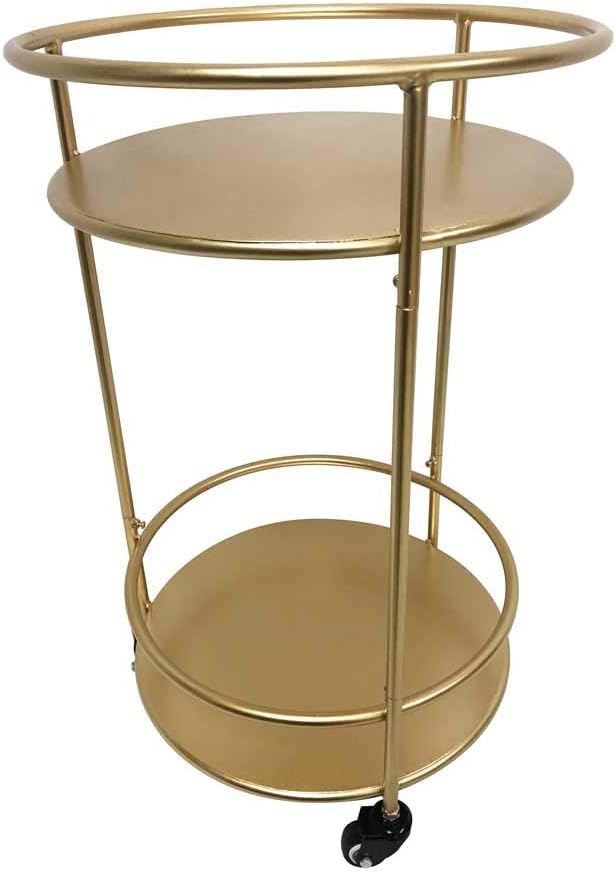 Gold Drinks Trolley with 2 Tiers 30's Art Deco Vintage Home Bar Cart