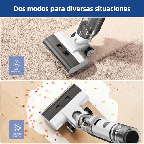 JONR ED12 Wet and Dry Vacuum Cleaner, 4 in 1 Cordless Vacuum Cleaner and Mop, Edge Cleaning Brush, Self-Cleaning Function, 30 min Autonomy, for Hard Floors and Pet Hair.