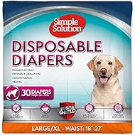 Simple Solution Disposable Dog Diapers, Female Dog Diapers, Puppy Potty Training, Incontinence and Heat Cycle Protection, Large Diapers for Dogs, 18-27 Inch Waist, 30 Count