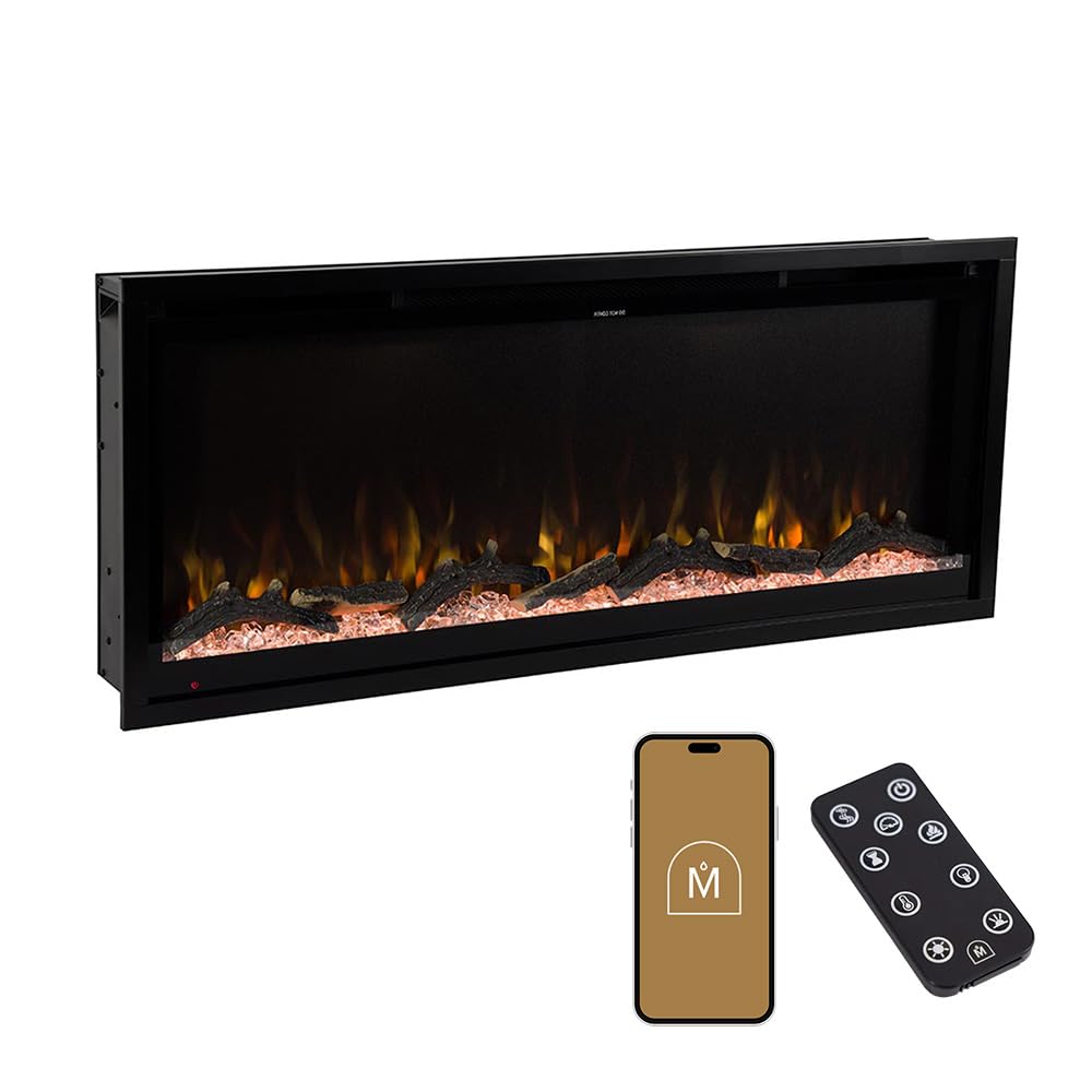 Photo 1 of Modern Ember Aerus 42 Inch Smart Linear Electric Fireplace | Recessed in-Wall or Wall-Mount | LED Multiple Flame Colors | Alexa/WiFi Enabled | 5.75” Profile | Remote Included