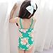 Saidi Girls One Piece Swimsuit Green Bow Pink Tiered Skirt Flower