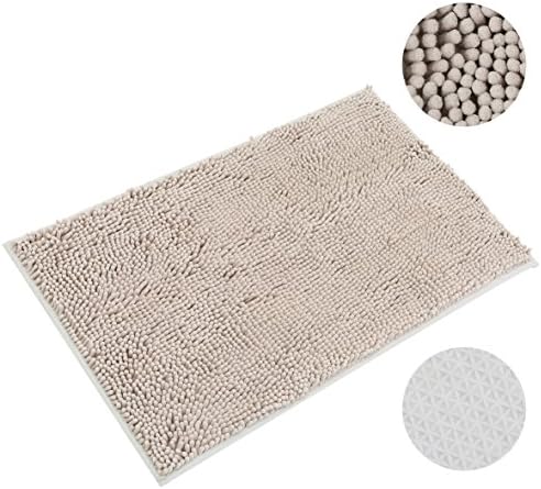 CHHKON 20x32 Thick Non-slip Bathroom Rugs, Soft Microfiber Bath Floor Mats, Machine Washable Bath Mats, Beige