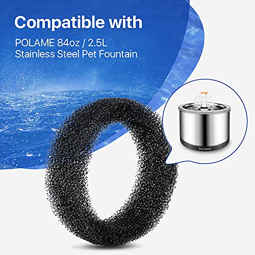 4 Packs POLAME PreFilter Sponges, Stainless Steel Cat Fountain Sponge Foam Filter Black