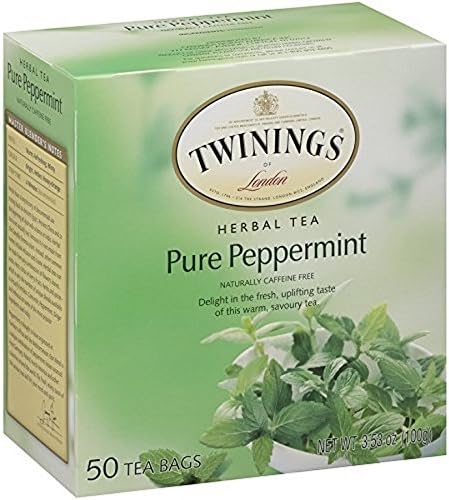 TWININGS TEA, TEA, PURE PEPPERMINT, Pack of 6, Size 50 BAG - No Artificial Ingredients