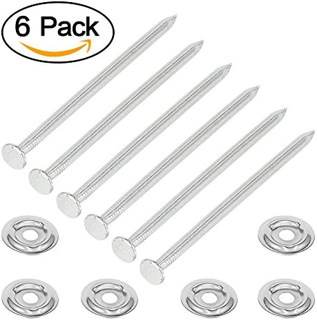 Masonry Nails and Fastener Gaskets, LOUFIMIDON 6 Pack Round Head Panel Pins Carbon Steel Wall Cement Concrete Nails(6 Pack)