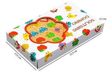 Grizzly 28Pcs Wooden Multicolor Animal Cartoons Domino Set for Kids Toddlers - Ages 3+ Years