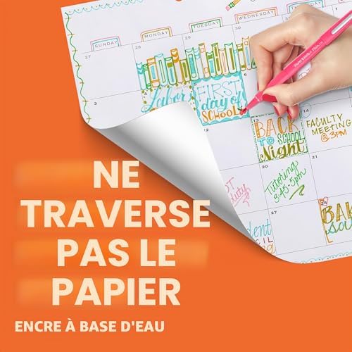 Flair Stylos feutres | Feutres de coloriage sans fuite à pointe moyenne (0,7 mm) | Encre bleue | Idéal pour écrirescrapbookingdessineretc. | Lot de 5