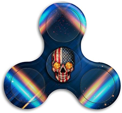 USA FLag Skull Premium Tri-Spinner Fidget Toy Stress Reducer Perfect For ADHD EDC ADD Anxiety Autism
