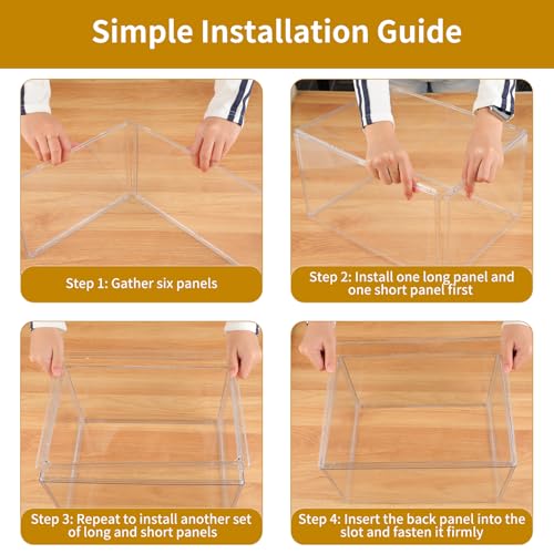 Display Case - 36 x 27 x 23 cm Teca Plexiglass - Dustproof Display Case with Magnetic Door, Stackable, Multifunctional Display Case for Collections, Bags, Shoes, Books and 3D Puzzles