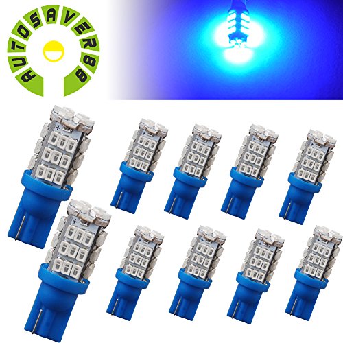 AUTOSAVER88 10 X Car T10 Wedge 42-SMD High Mount Stop Blue LED Lights 921 194 168