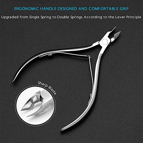 ã€UPGRADED VERSIONã€‘5PCS Cuticle Trimmer Set contains Cuticle Pusher Nail clipper, Professional Grade Stainless Steel Cuticle Nipper, Premium Sharp Blade Cuticle Cutter Pedicure Tool, Comfortable Grip