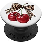 Cherry Leopard Bow Coquette PopSockets Adhesive PopGrip