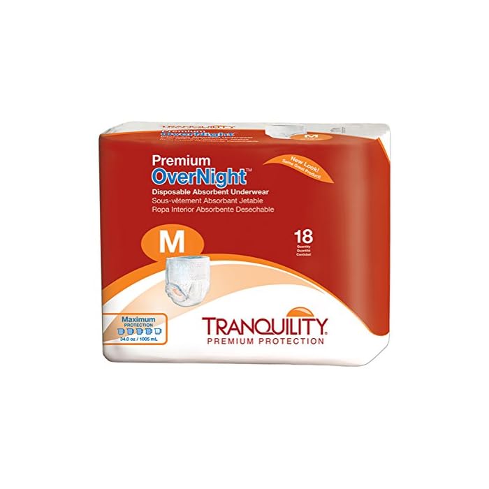 Tranquility Premium Overnight Disposable Absorbent Underwear (DAU) (Medium - 18 Count)