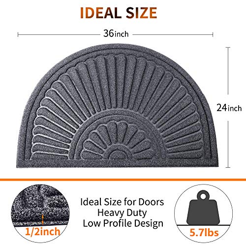 image for Mibao Half Round Entrance Door Mat, 24 x 36 inch Winter Durable Large 