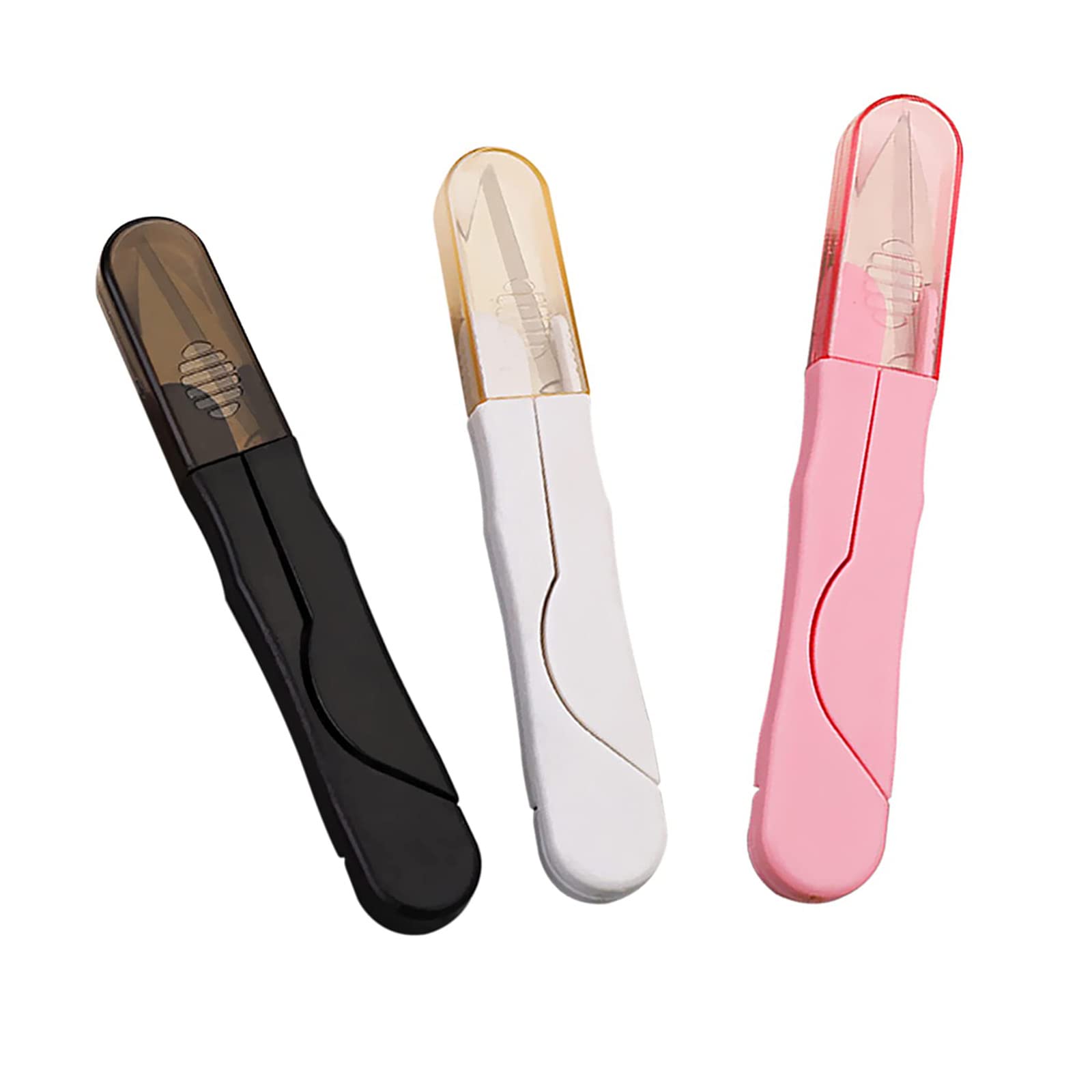 HREDZEO Thread Snips,3 Pcs Yarn Sewing Scissors with Plastic Safety Cover U-Shaped Cross Stitch Cutter for Embroidery Fabric Cutting Fishing DIY Supplies(COLOUR RANDOM)