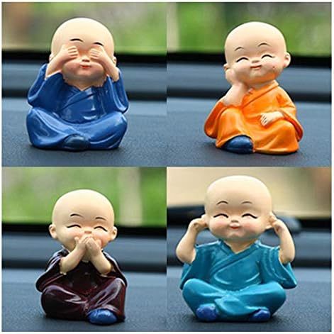 4pcs Cute KungFu Monk Car Interior Display Decor Car Seat Ornament Gift(Multi-color)