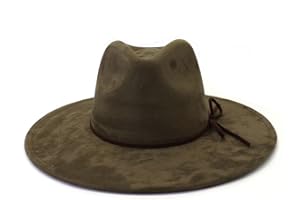 Wotfim Fedora Hats for Women Man with Big Wide Brim Classic Suede Panama Hat Western Outdoor hat