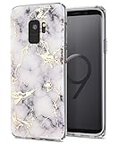 Galaxy S9 Case,Samsung Galaxy S9 Case,Spevert Marble Pattern Hybrid Hard Back Soft TPU Raised Edge Ultra-Thin Shock Absorption Slim Protective Cover Case for Samsung Galaxy S9 2018 - White