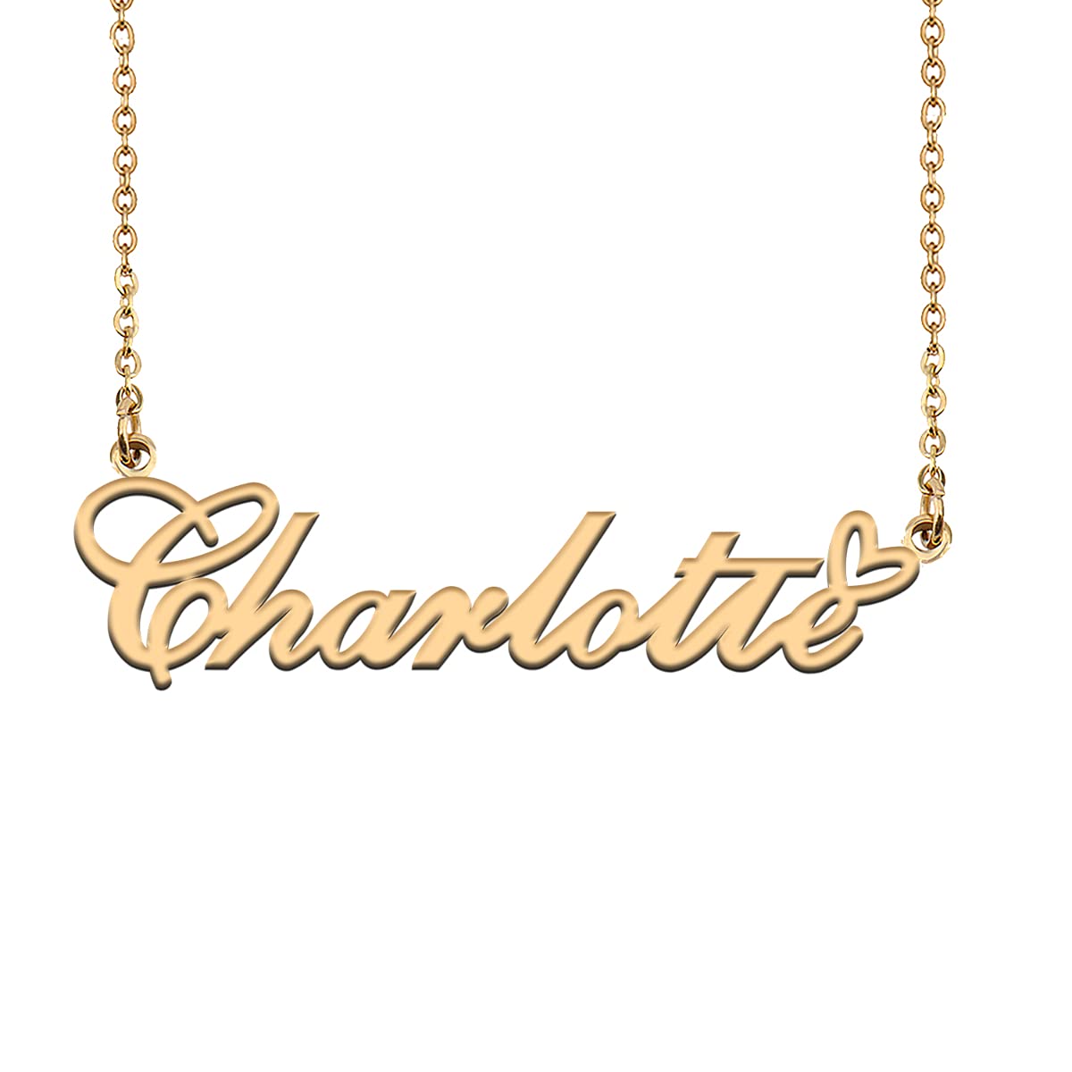 HUAN XUN Unique Name Necklace Gold with Heart