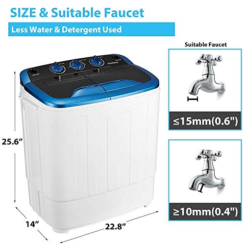 EROMMY Portable Mini Cloth Twin Tub Washing Machine Compact Washer w
