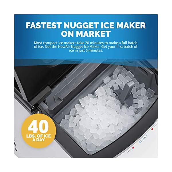 NewAir Nugget Ice Maker, Sonic Speed Countertop Crunchy Ice Pellet