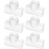 6-Pack 3/4 Inch PVC Tee Pipe Fittings, 3 Way Socket x Socket, Schedule 40 PVC Pipe Connectors for Plumbing, Irrigation &amp; DIY Projects